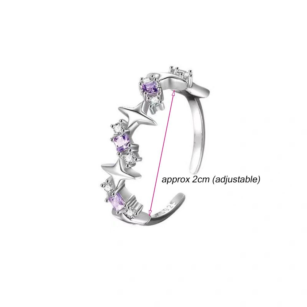 2pcs Adjustable Finger Rings Crystal Jewelry Accessories Korean Opening Ring Women