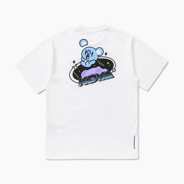 LINE FRIENDS BT21 KOYA Space Wapen White Short Sleeve T -shirt