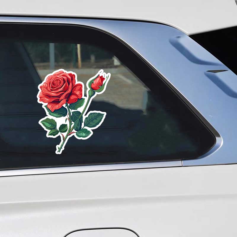 Car Sticker Red Rose Sticker Waterproof Vinyl Decal on Bumper Rear Window Laptop Self-adhesive Decal For Car Accessories Y04