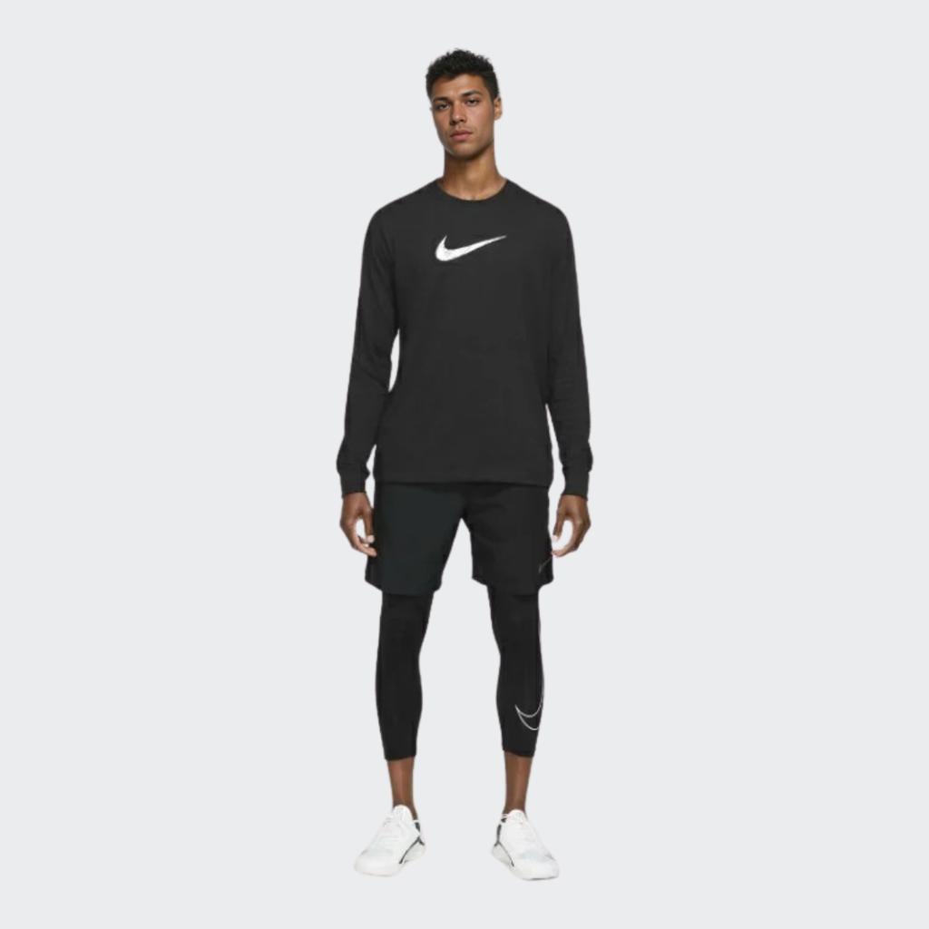 Nike Dri-Fit Футболка с круглым вырезом и буквенным принтом с логотипом, мужские топы, черные DH0714-010