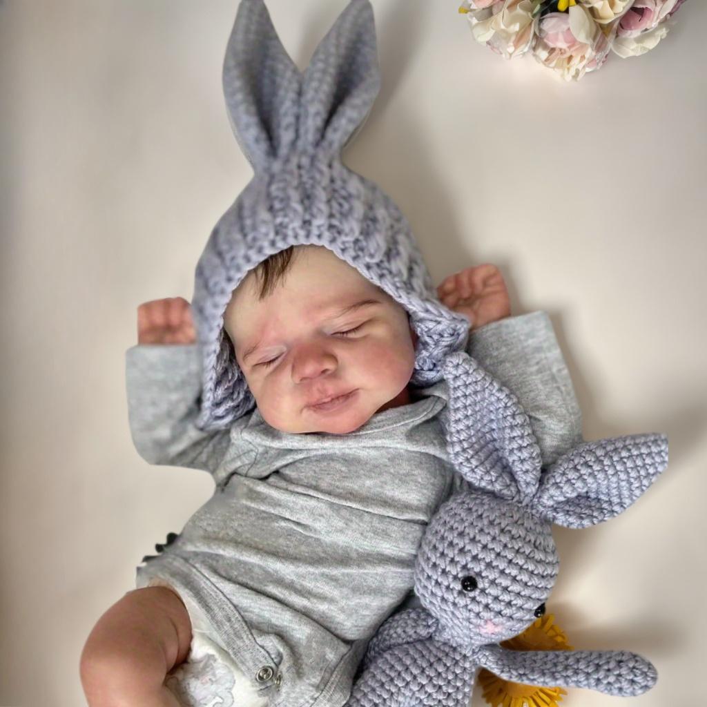 45 см Baby Reborn 3D-краска Кожа с видимыми венами (Тканевое тело игрушки Мягкая виниловая конечность) 18-дюймовая спящая новорожденная кукла с игрушкой-кроликом для девочки в подарок на день рождения