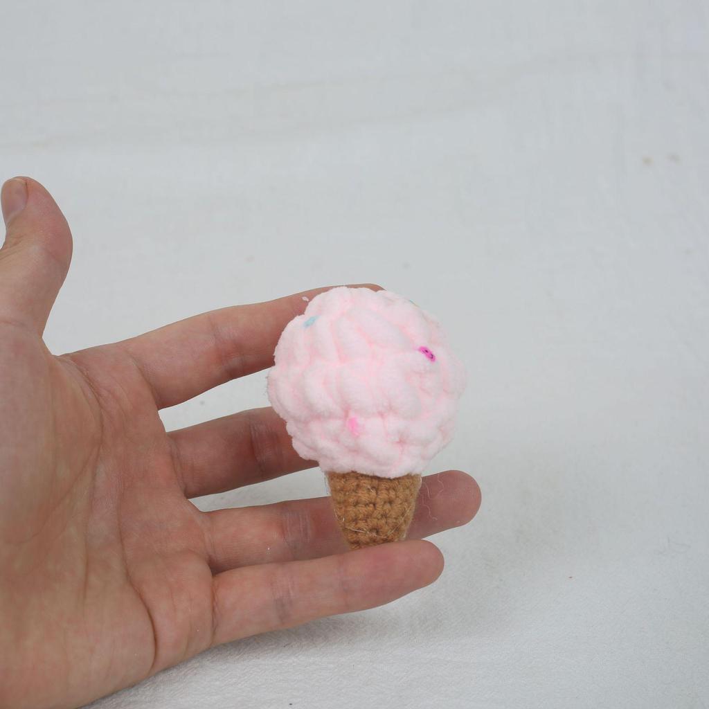 Cute Ice Cream Pompon Keychain Bag Charm for Kids
