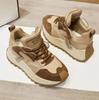 6СМ Массивные женские кроссовки 2024 Зима Весна Новые Ретро На шнуровке из натуральной кожи Женская спортивная обувь Женские повседневные кроссовки на платформе