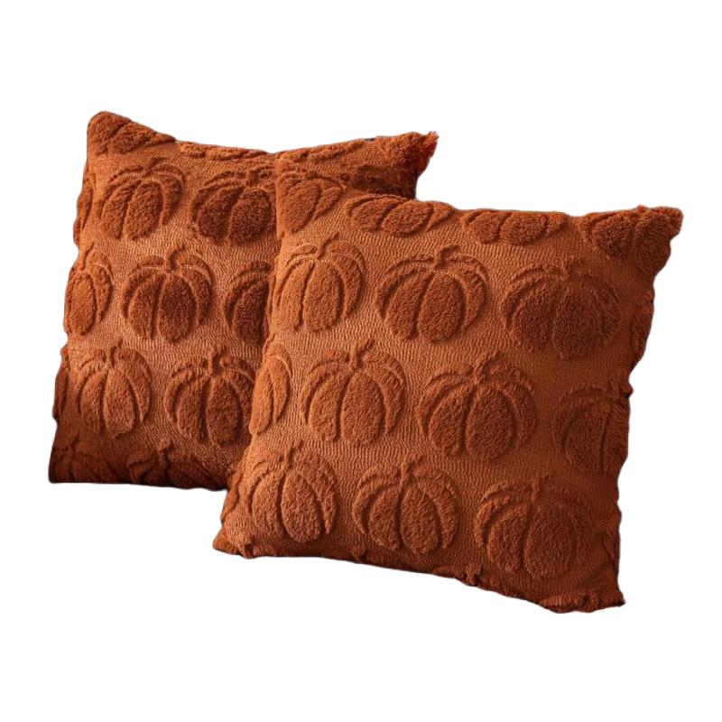 Fall Pillow Covers Fall Decorations Autumn Orange Pumpkin Throw Pillow Cases Soft Plush Faux Fur Wool Couch Cushion Case
