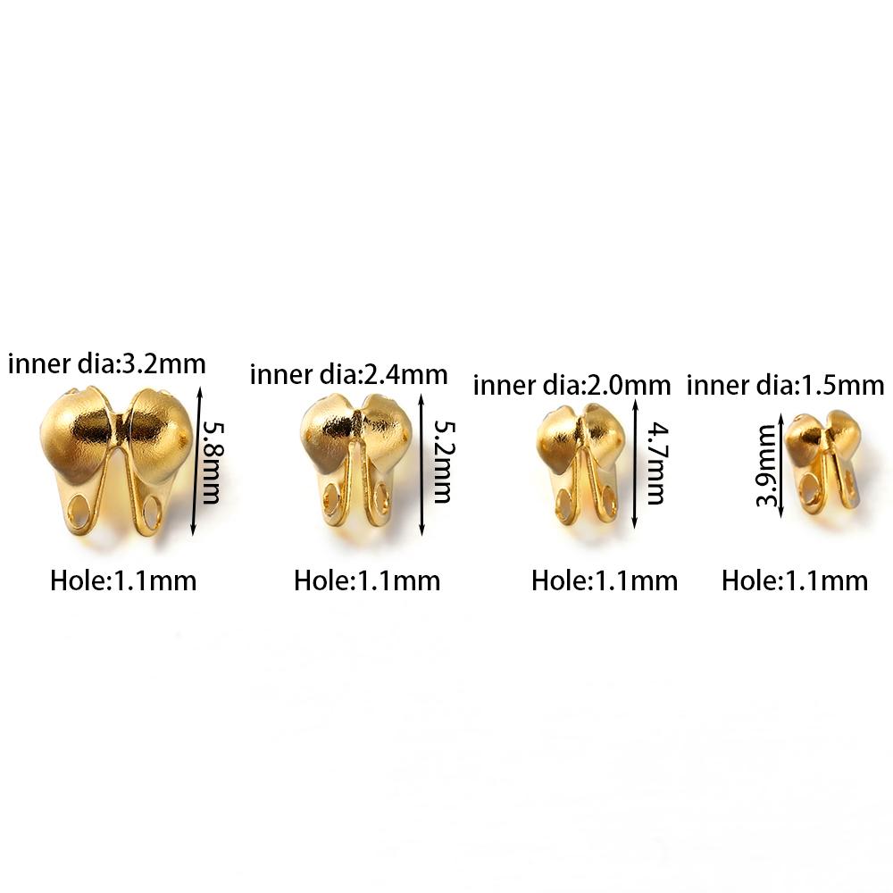 50pcs/lot Stainless Steel Ball Chain Clasps End Crimping Cover Beads Connector For DIY Jewelry Making Supplie Accessories
