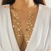 Metal Open Choker Tassel Long Star Imitation Pearl Beads Tassel Collar Clavicle Chain Necklace Chest Body Jewelry For Women