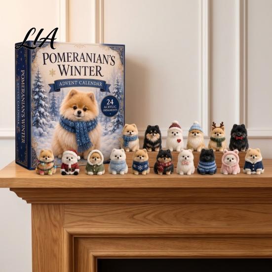 Daily Countdown Gift Set 2026 Dog Christmas Advent Calendar, 24-Day Acrylic Ornament with Mini Puppy Holiday Home Decor Figures, 2D Flat Tree