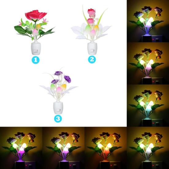 Светодиодная ваза для цветов, настенная розетка, датчик света, меняющий цвет, ночная лампа, декор
