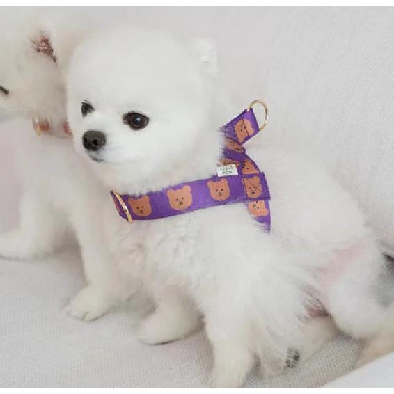 Adjustable Bear Pattern Dog Harness with Leash Set Soft Breathable Pet Harness Vest Dog Leash Pet Supplies