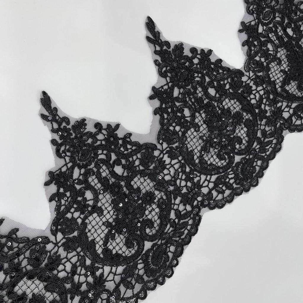 50Yard Black Car Bone Lace Lace With Beads, Round Mesh Beads, Exquisite Flower Clothing Accessories