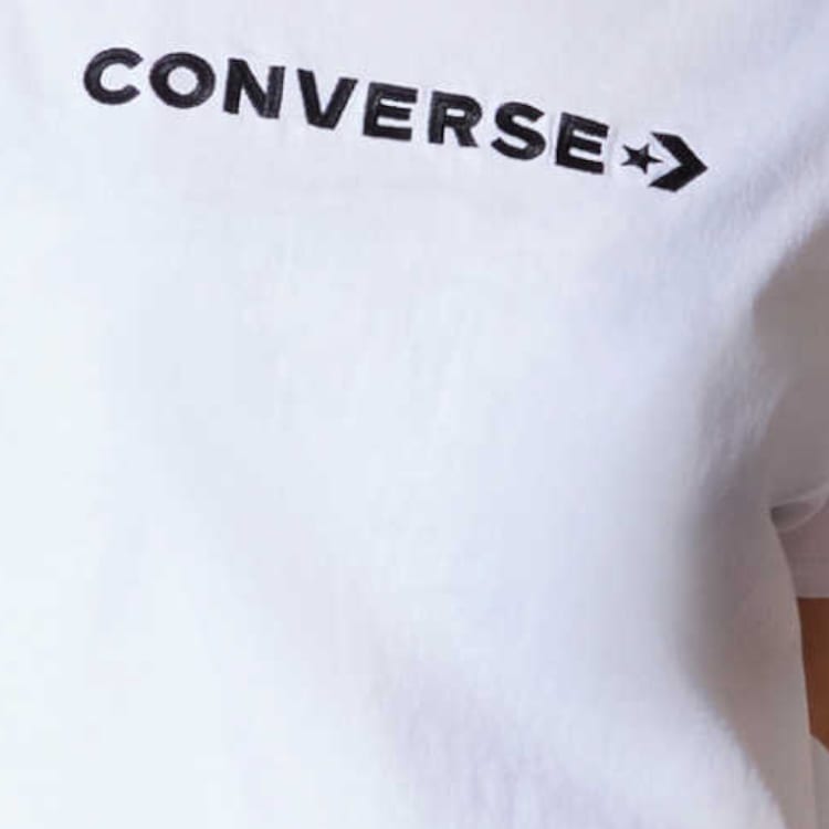 Converse Укороченные топы женские белые с круглым вырезом умеренные 10024771-A04
