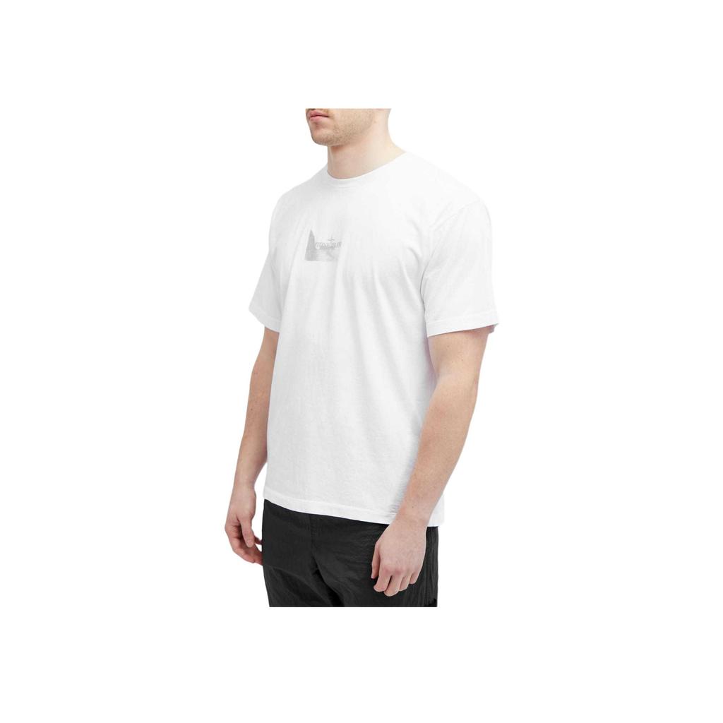 STONE ISLAND Однотонная футболка с принтом, круглый вырез, короткий рукав, мужской топ, белый 80152RC88-V0001