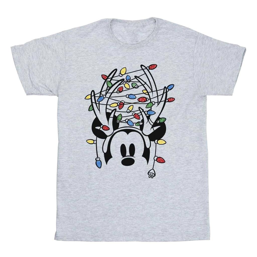 Disney Mens Mickey Mouse Christmas Head Lights T-Shirt