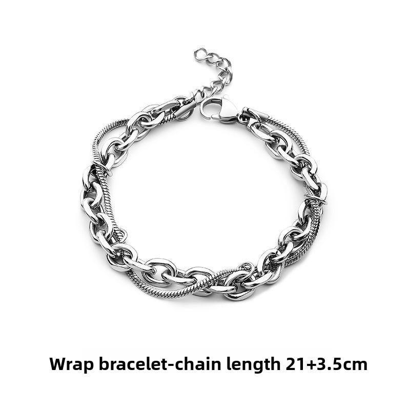 Bracelet Men's Titanium Steel Does Not Fade, High-end Sense Versatile Hip-hop Jewelry Women's Simple Personality Retro Accessories
