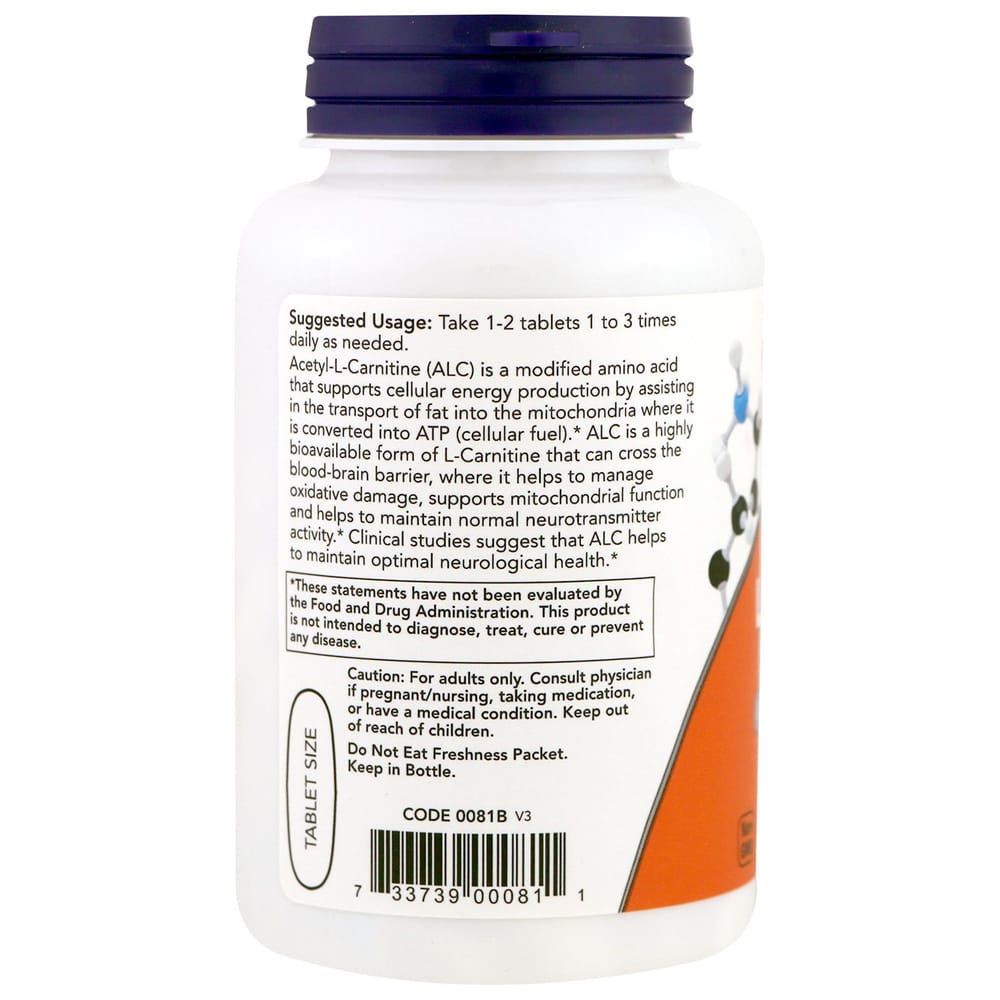 NOW Foods Acetyl-L-Carnitine 750mg 90 Tablets