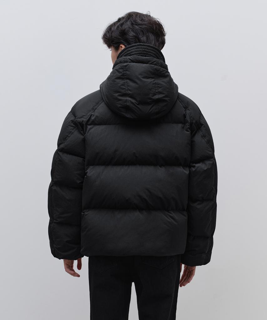 Musinsa Standard Raglan Hooded Down Short Padded Jacket [Black]