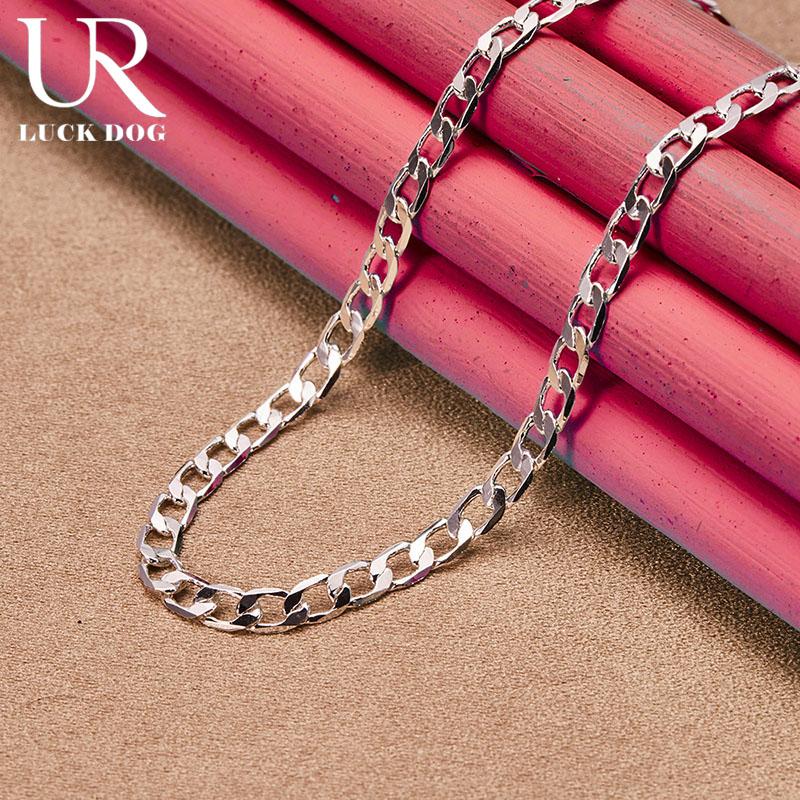 925 стерлингового серебра 16/18/20/22/24/26/28/30 дюймов 4 мм боковое ожерелье модные свадебные украшения