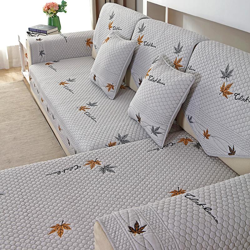 White Pure Cotton Sofa Cushion Case, Pastoral Washed Sofa Cover Towel, Modern Minimalist Cover, Non-Slip, Four Seasons