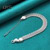 Women Bracelet Adjustable Braided Hollow Out Silver Color Polished Wide Couple Bangle Daily Wear Prom Wrist Jewelry Holiday Gift