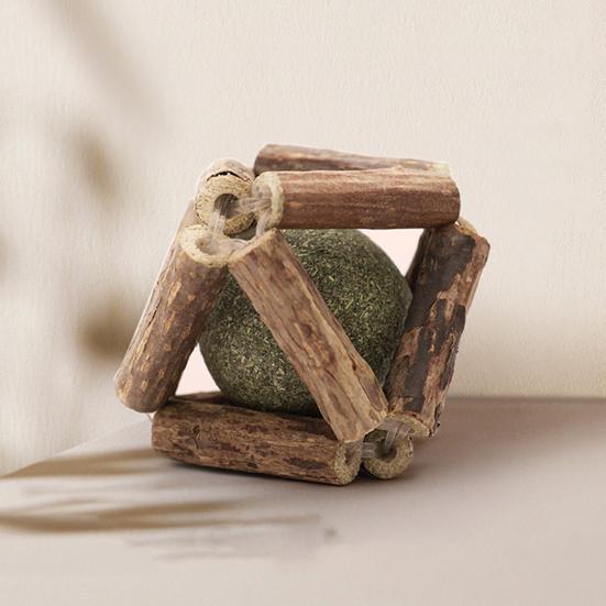 Natural Catnip Silvervine Ball Toy Dental Health Emotional Regulation Chew Toy Promotes Digestion Soothes Mood Cat Toys for Indoor Cats Kittens