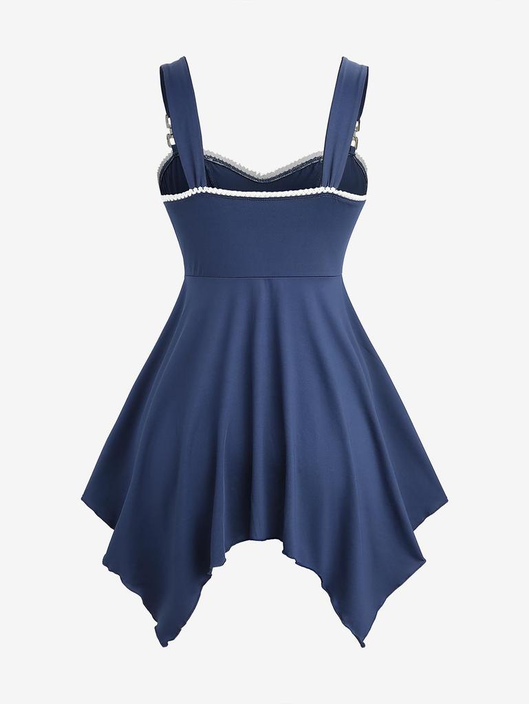 Rosegal Plus Size Кружевная отделка на шнуровке Двухцветный платок-топ