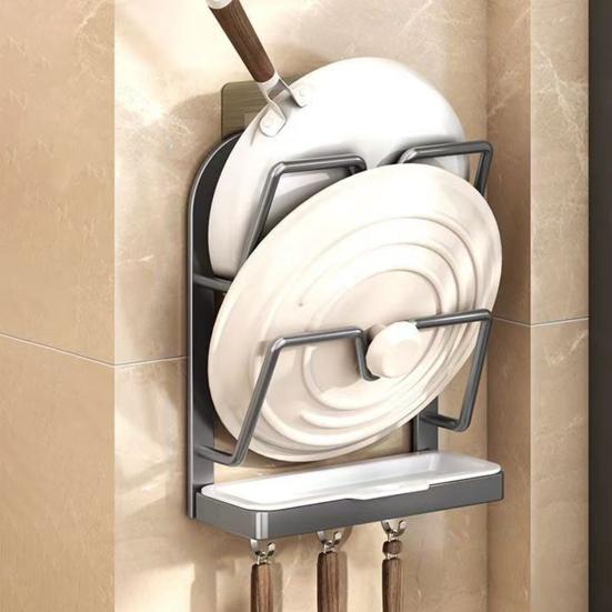 Настенный держатель для крышек от кастрюль, кухонная стойка для хранения крышек от кастрюль, органайзер для крышек от кастрюль без сверления со съемным поддоном