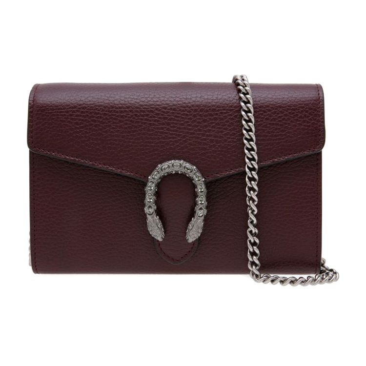 Gucci Dionysus Leather Chain Wallet Bag Burgundy Red Crystal Tiger Head Hardware Crossbody Clutch for Women Daily Commute 401231-CAOGN-6886