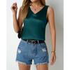 Women's Spring Summer Satin Vest V-neck Casual Halter Vest Sleeveless Shirt