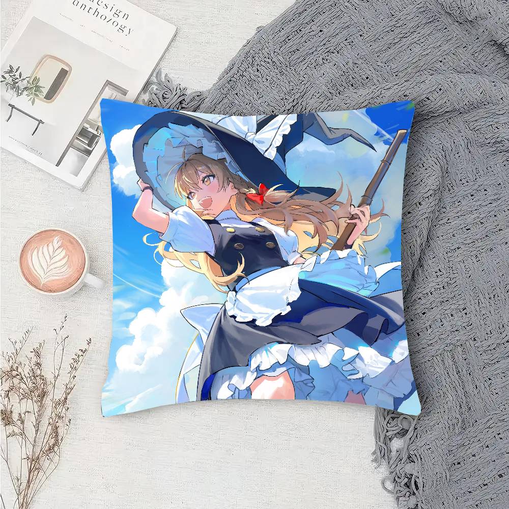 Marisa Kirisame Comic Game Touhou PProject Pillow Case Fashion Square Pillowcase Bedroom Sofa Room Ins Decoration Leisure