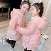 2023 Girls Padded Cotton Clothes Medium and Large Children Send Bags Korean Style Thick Warm Jacket