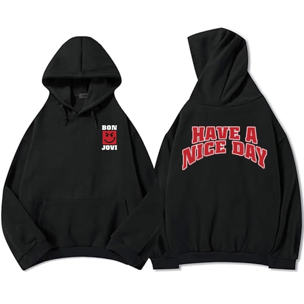 Bon Jovi Forever Tour Graphic Women Men Unisex High Street Long Sleeve Pullovers Oversized Y2k Streetwear Pullover Tracksuit Female Male Clothing