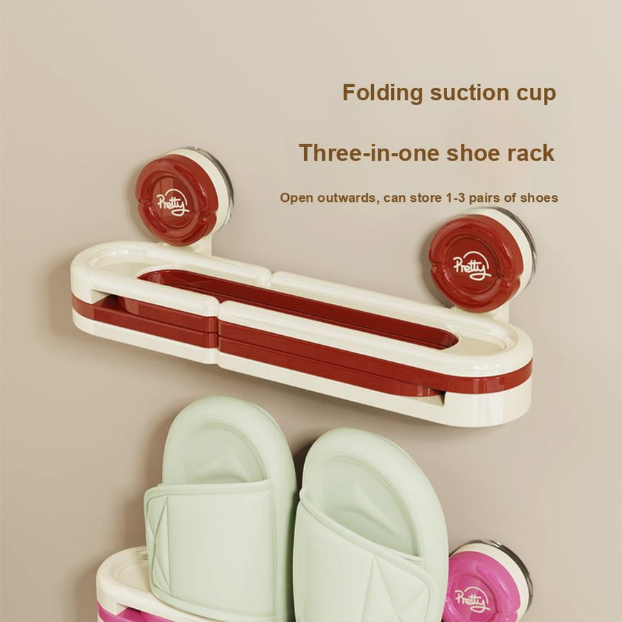 One-Pull Three-Pull No-Drill Bathroom Shoe Rack Storage Toilet Door Back Shoe Shelf Multi-Functional Rack