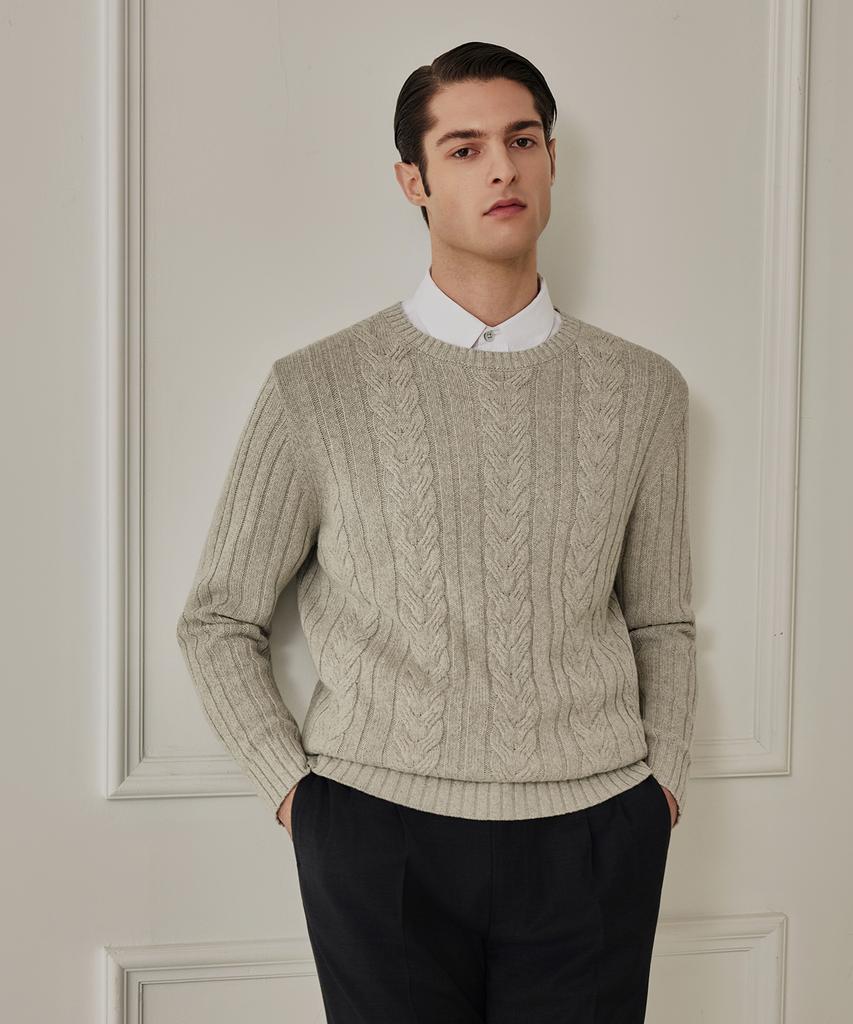 THEKNITCOMPANY (M) Abis Льняный Кабельный Свитер с Круглым Вырезом 2 Цвета