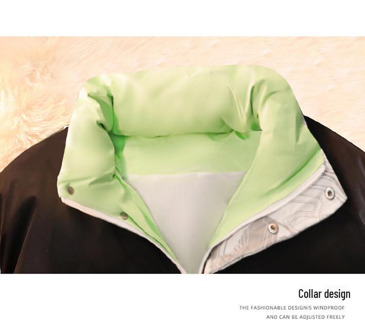 Мужская молодежная двухсторонняя хлопковая зимняя куртка с воротником-стойкой