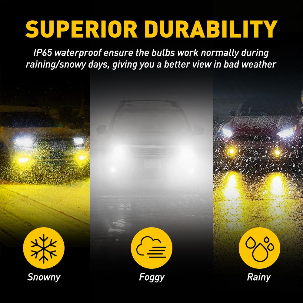 AUXITO 2Pcs Dual Color H8 H11 H9 H16(JP) LED Bulb Fog Lights Switch Switchback White Yellow Auto DRL Driving Lamp 12V Super Bright Car LED Fog Lamp