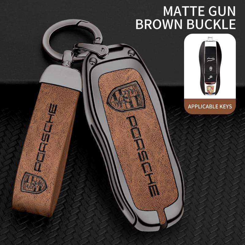 Чехол-брелок из цинкового сплава и кожи, бесключевая оболочка для Porsche Panamera Spyder Carrera Macan Boxster Cayman Cayenne 911 970 981