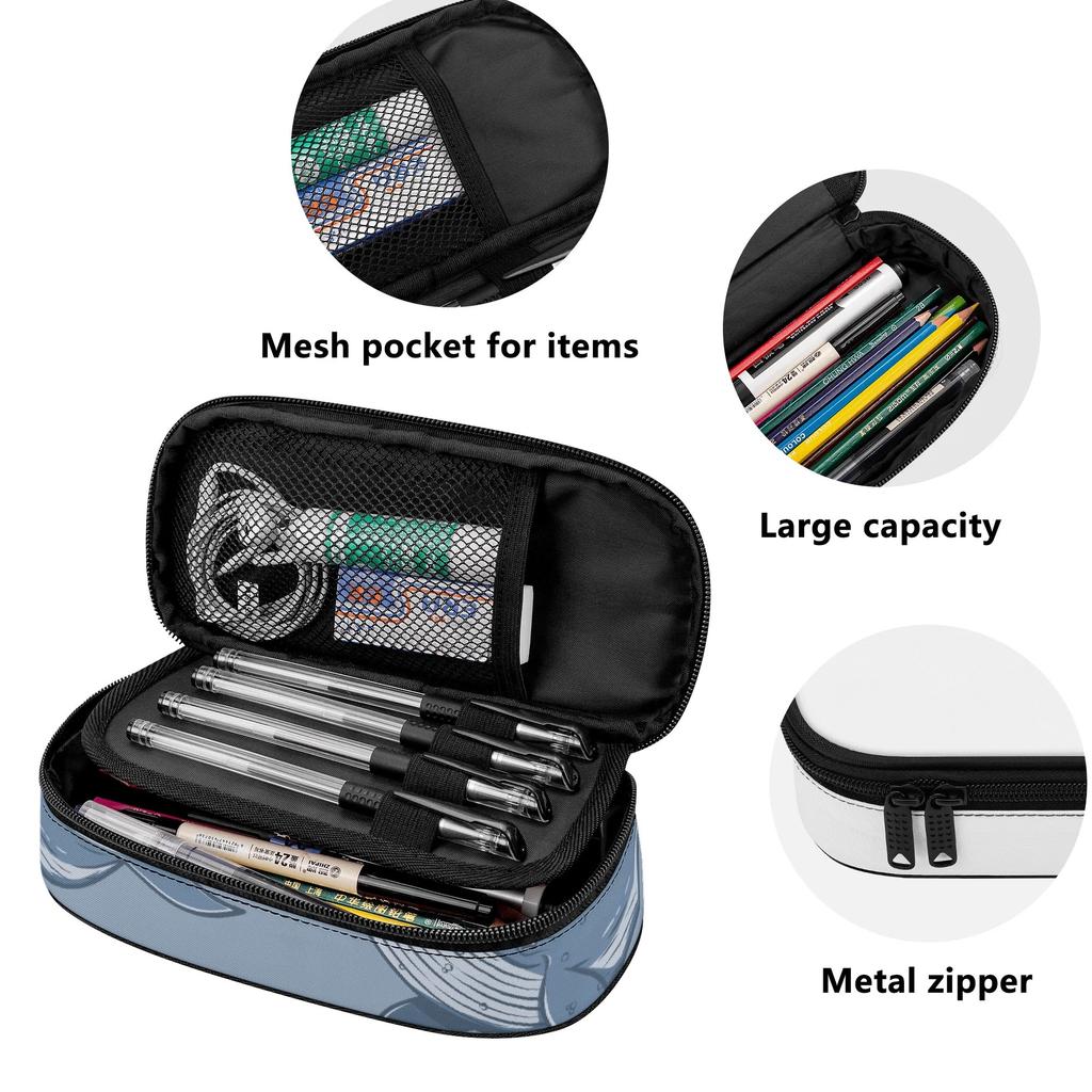 Pen Pencil Organizer High Capacity Smooth Zipper 300D Polyester with Main Pocket Mesh Layer and Removable Pen Divider for Students
