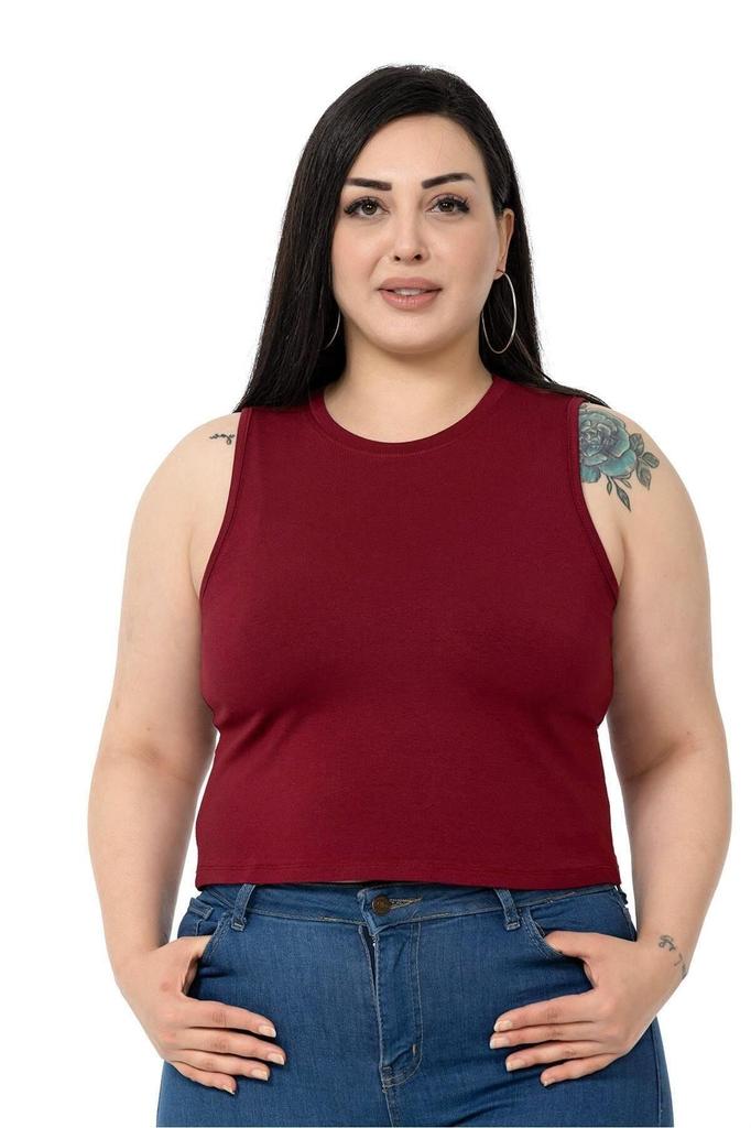 Женский стиль, боди большого размера, большие размеры, с круглым вырезом, без рукавов, укороченное боди из вискозы и норки