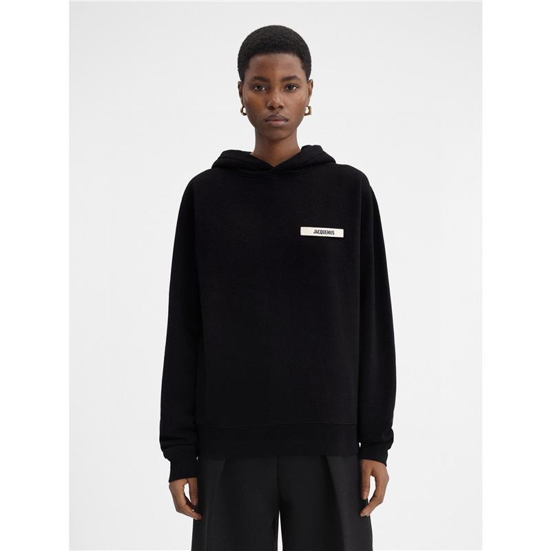 Худи Jacquemus с вышивкой на груди: Стильный логотип из плетеной ленты, универсален для мужчин и женщин