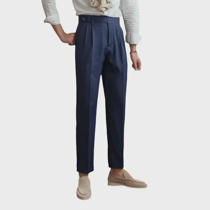 Men's 2024 Spring Collection: High-End Wide-Leg Straight Suit Trousers - Trendy, Casual, Draped Fit