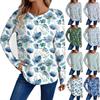 Women's Fashion Casual Long Sleeve Floral Print Round Neck Top