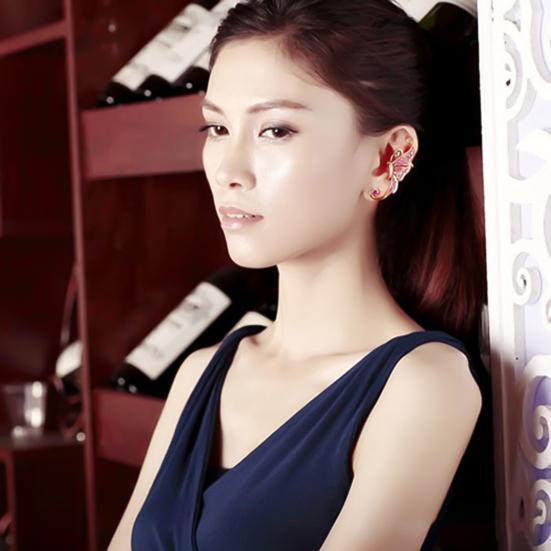 1 шт. Кафф-клипса для уха, тонкая работа, нержавеющая, ювелирное изделие, страз, крыло бабочки, кафф-клипса для уха, серьга для клуба