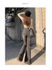 2025 Spring & Autumn Women's High-Waist Slimming Micro-Flare Jeans with Frayed Design
