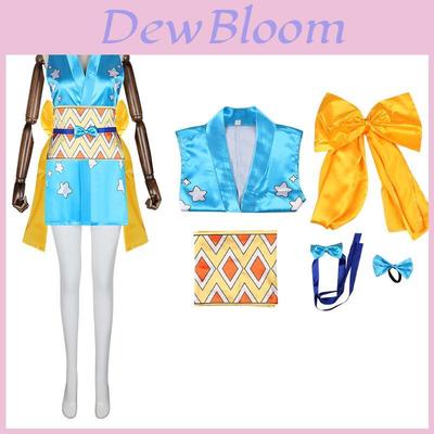 Косплей костюм Нами из One Piece. Яркое платье без рукавов для Хэллоуина. Для фанатов аниме.