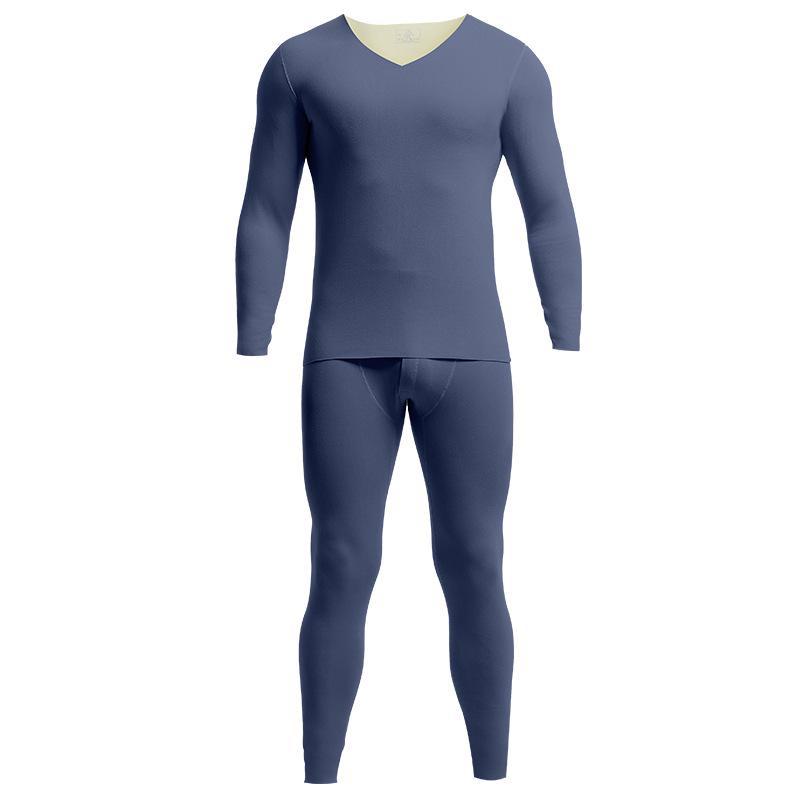 Мужской бесшовный комплект термобелья Slim Fit: Брюки и нижняя рубашка на бархатной подкладке для осени/зимы