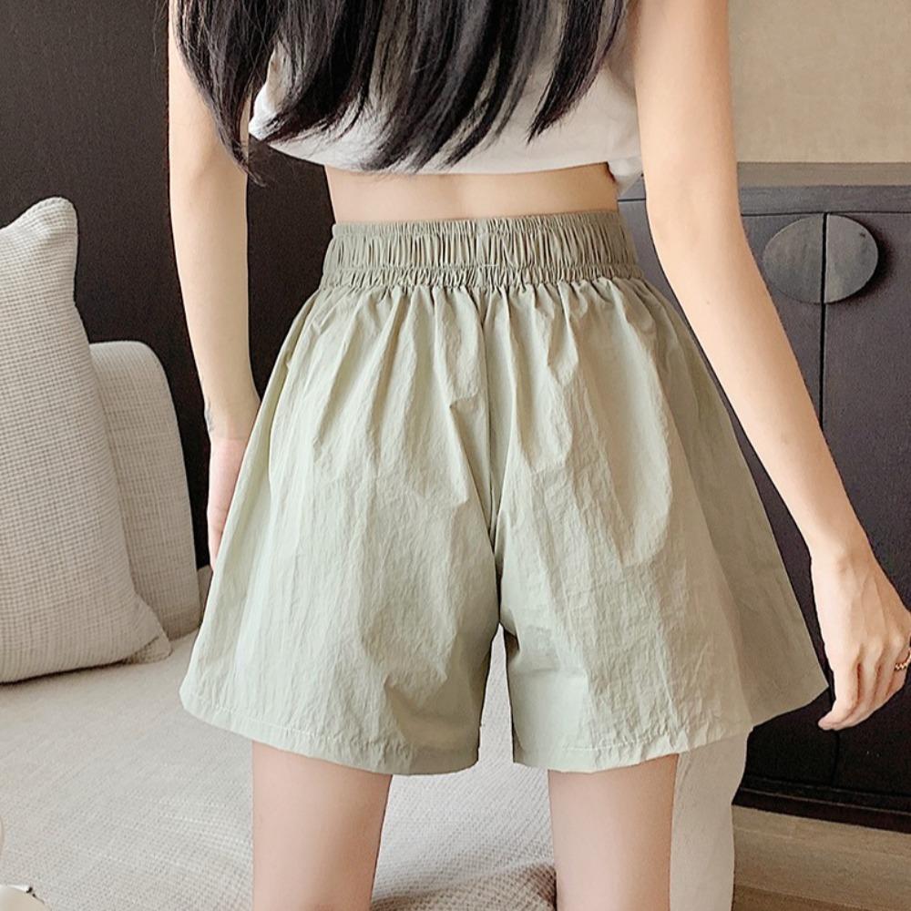 Lace Up Wide Half Leg Pants Drawstring Causal Shorts Women Simple Cargo Pants  Female
