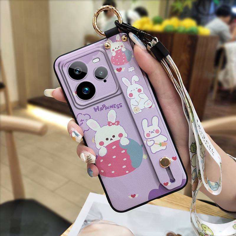 Kickstand Anti-dust Phone Case For Realme GT7 Pro Soft Case Cute Silicone Protective Cartoon Fashion Design Ring Lanyard
