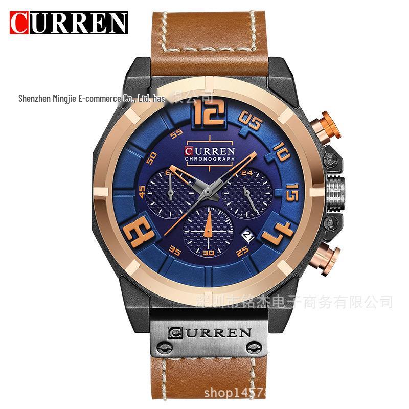CURREN 8287 Мужские многофункциональные водонепроницаемые деловые часы с календарем
