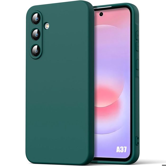 Чехол для Samsung Galaxy A37 5G, Жидкий силикон, Тонкая защита, Легкий, Защита от царапин - Ночной зеленый
