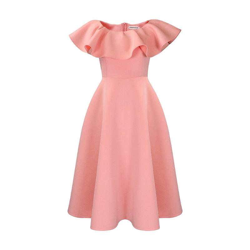 Женская летняя мода темперамент оборка лист край большая юбка банкетное платье платье платье